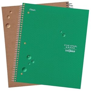 Five Star DuraShield Notebooks with Antimicrobial Front Covers, 4 Pack, 1 Subject, College Ruled Paper, 11" x 8-1/2", 100 Sheets, Black, Red, Blue, Green (820029-ECM)