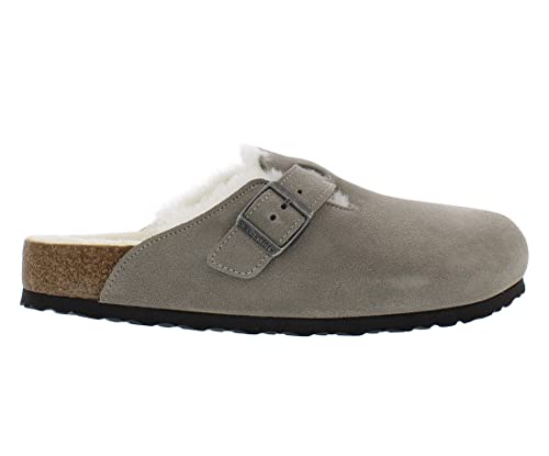 Birkenstock Men's Boston Shearling Sandals, Stone Coin/Natural, Grey, 11 Medium US