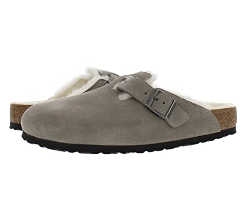 Birkenstock Men's Boston Shearling Sandals, Stone Coin/Natural, Grey, 11 Medium US