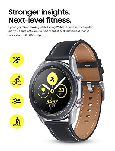 Samsung Galaxy Watch3 Watch 3 (GPS, Bluetooth, LTE) Smart Watch with Advanced Health Monitoring, Fitness Tracking, and Long Lasting Battery (Silver, 45MM) (Renewed)