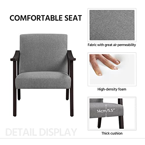 Yaheetech Accent Chair, Mid-Century Living Room Chair, Modern Linen Fabric Side Chair with High Back for Living Room/Office/Bedroom, Minimalist, Dark Gray