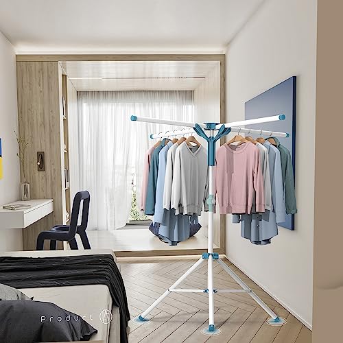 SunEegral Tripod Clothes Drying Rack-Height Adjustable Laundry Rack,Portable & Foldable Laundry Room Organization for Quilt Towel Clothing, Space Saving Design,Indoor/Outdoor,20 Hooks