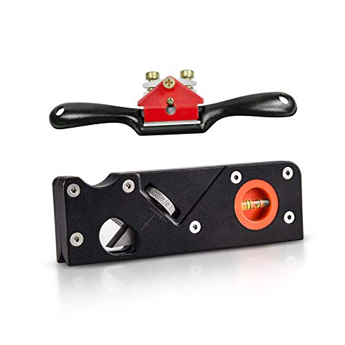 Block Planer+Adjustable SpokeShave Woodworking Set, Metal 45 Degree Manual Wood Planer Plane & Flat Base Metal Blade SpokeShave DIY Woodworking Craft Hand Tool