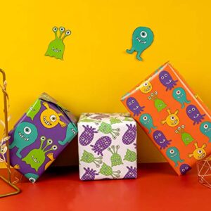 MAYPLUSS Wrapping Paper Sheet - Folded Flat - 6 Different Monster Design (45.2 sq. ft.ttl.) - 27.5 inch X 39.4 inch Per Sheet