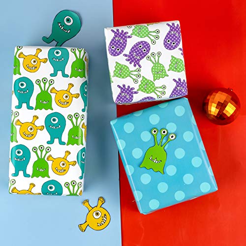 MAYPLUSS Wrapping Paper Sheet - Folded Flat - 6 Different Monster Design (45.2 sq. ft.ttl.) - 27.5 inch X 39.4 inch Per Sheet