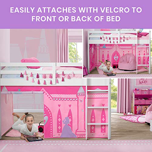 Delta Children Twin Loft Bed with Guardrail and Ladder + Tent (Bundle), White/Disney Princess