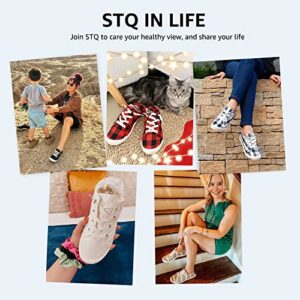 STQ Cute Slip On Canvas Sneakers for Women, Low Top Fashion Casual Shoes White/6 US