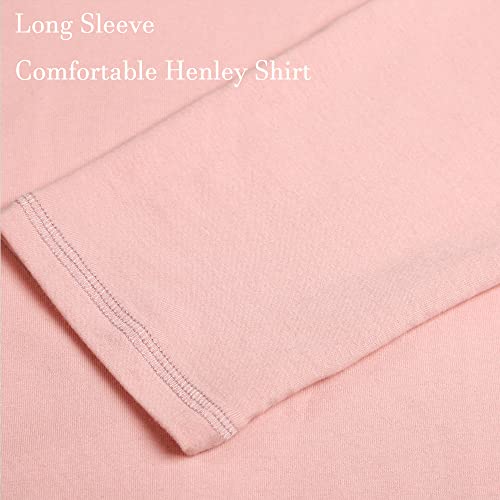 APTRO Men's Long Sleeve Tee Shirts Casual Henley Shirts Y Design Pink M