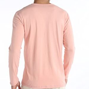 APTRO Men's Long Sleeve Tee Shirts Casual Henley Shirts Y Design Pink M