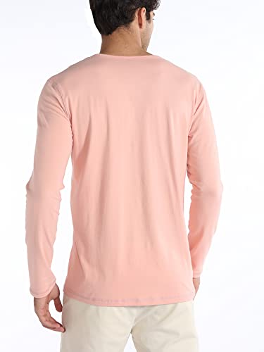 APTRO Men's Long Sleeve Tee Shirts Casual Henley Shirts Y Design Pink M