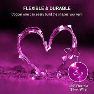 JMEXSUSS 4 Pack 50 LED Fairy Lights Battery Operated 16.1ft Pink Fairy Lights Indoor Outdoor Waterproof for Gifts Weeding Birthday Christmas Decorations