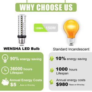 LED Corn Light Bulb 100W Equivalent 16W E26 LED Corn Light Bulb, Light Bulb 6000K Daylight, 1600 Lumen Super Bright T10 LED Bulb for Desk Lamp Pendant Lights Aquarium, Non-Dimmable, Pack of 4