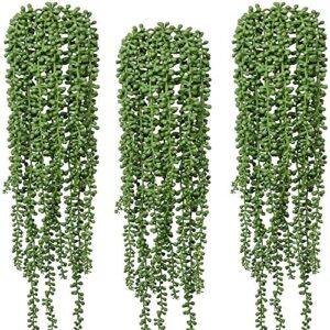 3pcs artificial fake string of pearls plant faux fake hanging succulents plants