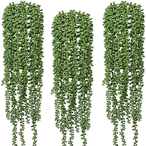 3pcs Artificial Fake String of Pearls Plant Faux Fake Hanging Succulents Plants