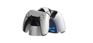 nyko charge arc for playstation 5 - aesthetic charging station for playstation5 - dualsense charger - led charge indication lights - white and black - playstation 5