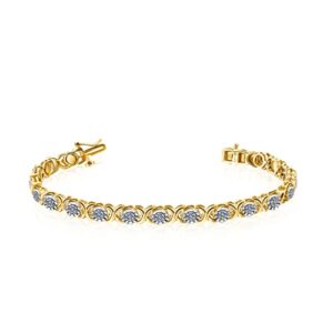 la4ve diamonds 1/4 carat diamond tennis bracelets for women, yellow gold-plated sterling silver cross link diamond friendship bracelets (i-j, i3) gifts jewelry for women and girls