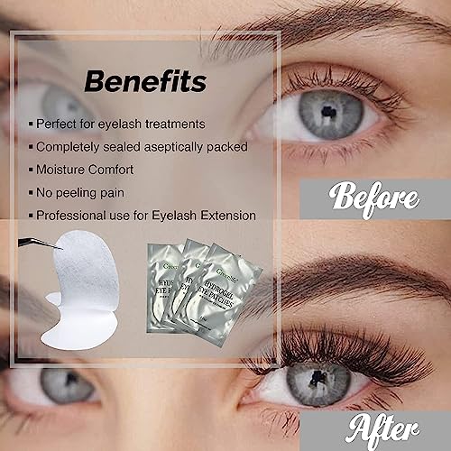 GreenLife 100 pairs 100% Naturel Eyelash Extension Under Eye Gel Pads patches kit Collagen with Aloe Vera Hydrogel Eye Patches set for Eyelash Extension Supplies Tools - 100 Pairs With Box