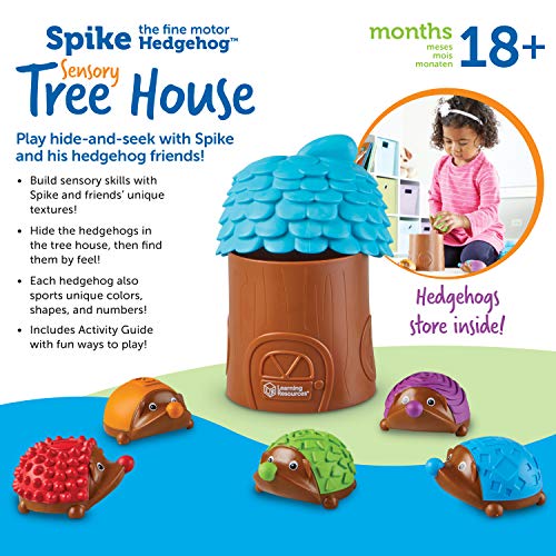 Learning Resources Spike the Fine Motor Hedgehog Sensory Tree House - 7 Pieces, Ages 18+ months Fine Motor and Sensory Toy, Toddler Educational Toys, Montessori Toys