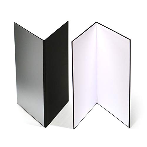 (2 PCS) Light Reflector 3 in 1 Photography Reflector Cardboard,A3 (17x12 Inch) Size Folding Light Diffuser Board for Still Life, Product and Food Photo Shooting - Black, Silver and White, 2 Pack