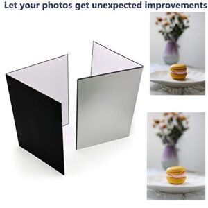 (2 PCS) Light Reflector 3 in 1 Photography Reflector Cardboard,A3 (17x12 Inch) Size Folding Light Diffuser Board for Still Life, Product and Food Photo Shooting - Black, Silver and White, 2 Pack