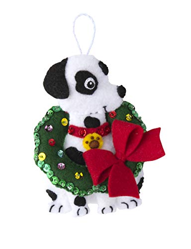 Bucilla, Christmas Dogs, Felt Applique Ornament Kit, Set of 6