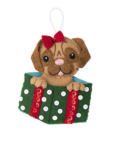 Bucilla, Christmas Dogs, Felt Applique Ornament Kit, Set of 6