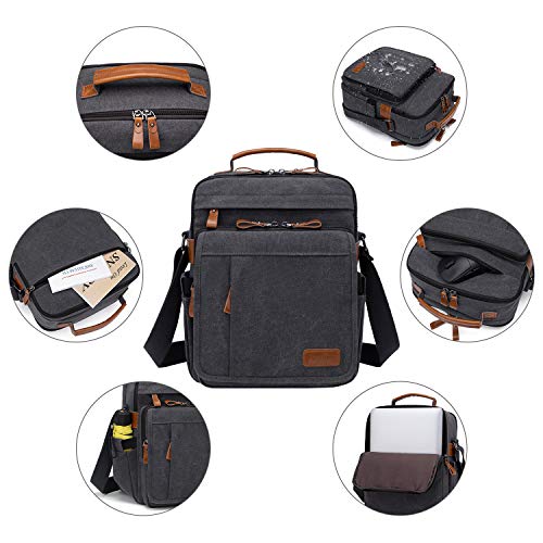 ESTARER Mens Messenger 13.3 inch Laptop Bag, Water-resistant Canvas Computer Briefcase Satchel Work Shoulder Bag Purse