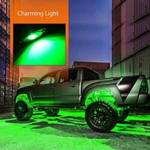 Nilight LED Rock Light 4PCS Green Light Pods Waterproof Under Body Wheel Well Light Exterior Interior Lights for Car Truck Pickups ATV UTV SUV Motorcycle Boat, 2 Years Warranty