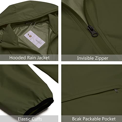 COOFANDY Men's Packable Rain Jacket Outdoor Waterproof Classic Cycling Raincoat with Hood