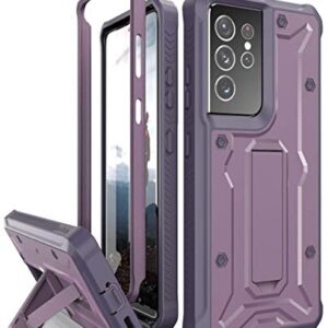 ArmadilloTek Vanguard Compatible with Samsung Galaxy S21 Ultra Case, Military Grade Full-Body Rugged with Built-in Kickstand [Screenless Version] - Purple