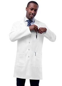 adar universal stretch unisex lab coat - 36" snap front lab coat - 3308 - white - l