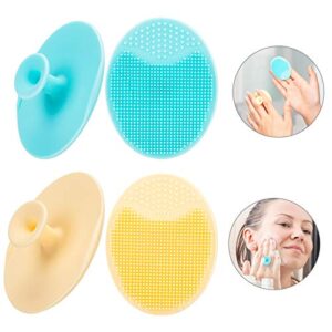 4 Pack Face Scrubber,JEXCULL Soft Silicone Facial Cleansing Brush Face Exfoliator Blackhead Acne Pore Pad Cradle Cap Face Wash Brush for Deep Cleaning Skin Care