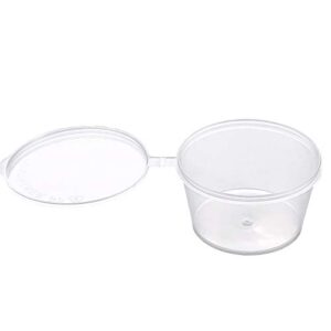 [2 oz. - 100 sets]disposable plastic portion cups with lids, stackable airtight dressing container to go, jello shot cups souffle cups sauce cups