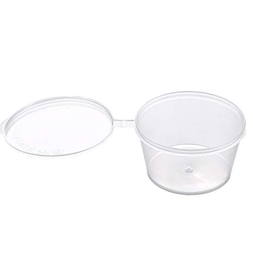 [2 oz. - 100 Sets]Disposable Plastic Portion Cups with Lids, Stackable Airtight Dressing Container to Go, Jello Shot Cups Souffle Cups Sauce Cups