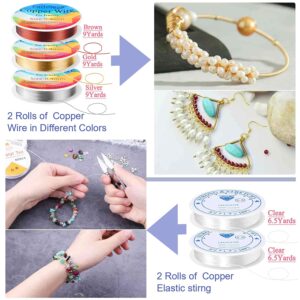 Cludoo Crystal Jewelry Making Kit with 24 Colors Crystal Beads Crystals for Jewelry Making Kit with Gemstone Beads,Jewelry Wire, Pendants, Earring Hooks Crystal Beads for Jewelry Making