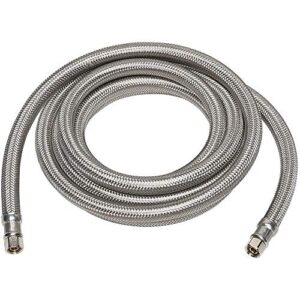 braided stainless steel ice maker water supply hose - 6 ft - universal 1/4" connectors from kelaro