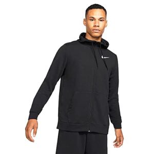 nike dri-fit men's full-zip training hoodie, black/white, x-large