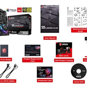 MSI MPG B550 Gaming Plus Computer Gaming Motherboard (AMD AM4, Ryzen 5000 & 3000 Series, DDR4, PCIe 4.0, SATA 6Gb/s, M.2, USB 3.2 Gen 2, HDMI/DP, ATX) AMD PC Motherboards (Renewed)