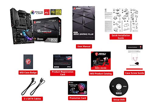 MSI MPG B550 Gaming Plus Computer Gaming Motherboard (AMD AM4, Ryzen 5000 & 3000 Series, DDR4, PCIe 4.0, SATA 6Gb/s, M.2, USB 3.2 Gen 2, HDMI/DP, ATX) AMD PC Motherboards (Renewed)