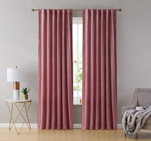 hlc.me lopez velvet premium soft light filtering back tab rod pocket window treatment curtain drapery panels for bedroom & living room - set of 2 panels (54 x 84 inches long, blush pink)