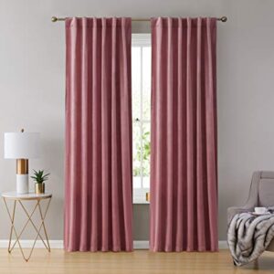 HLC.ME Lopez Velvet Premium Soft Light Filtering Back Tab Rod Pocket Window Treatment Curtain Drapery Panels for Bedroom & Living Room - Set of 2 Panels (54 x 84 inches Long, Blush Pink)