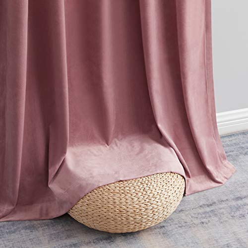 HLC.ME Lopez Velvet Premium Soft Light Filtering Back Tab Rod Pocket Window Treatment Curtain Drapery Panels for Bedroom & Living Room - Set of 2 Panels (54 x 84 inches Long, Blush Pink)