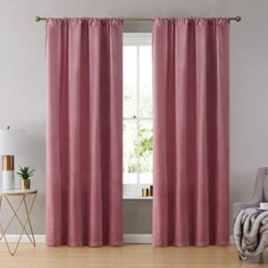 HLC.ME Lopez Velvet Premium Soft Light Filtering Back Tab Rod Pocket Window Treatment Curtain Drapery Panels for Bedroom & Living Room - Set of 2 Panels (54 x 84 inches Long, Blush Pink)