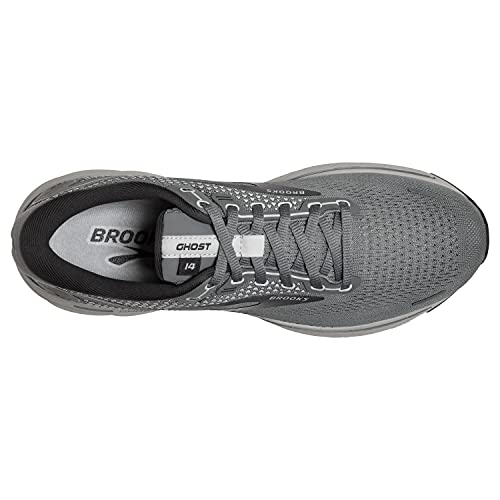 Brooks Ghost 14 Sneakers for Men Offers Soft Fabric Lining, Plush Tongue and Collar, and L Lace-Up Closure Shoes Grey/Alloy/Oyster 13 D - Medium