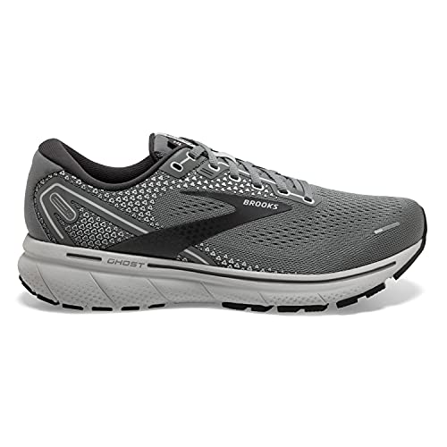 Brooks Ghost 14 Sneakers for Men Offers Soft Fabric Lining, Plush Tongue and Collar, and L Lace-Up Closure Shoes Grey/Alloy/Oyster 13 D - Medium