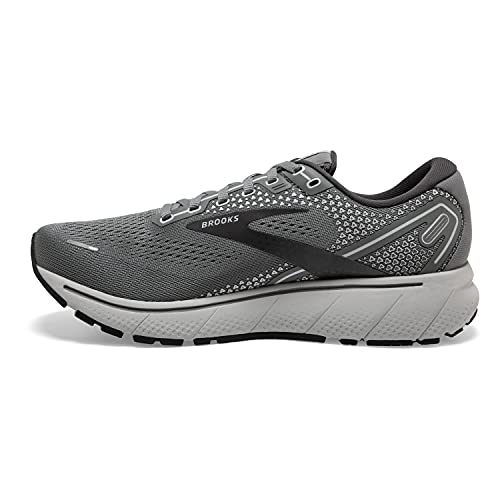 Brooks Ghost 14 Sneakers for Men Offers Soft Fabric Lining, Plush Tongue and Collar, and L Lace-Up Closure Shoes Grey/Alloy/Oyster 13 D - Medium