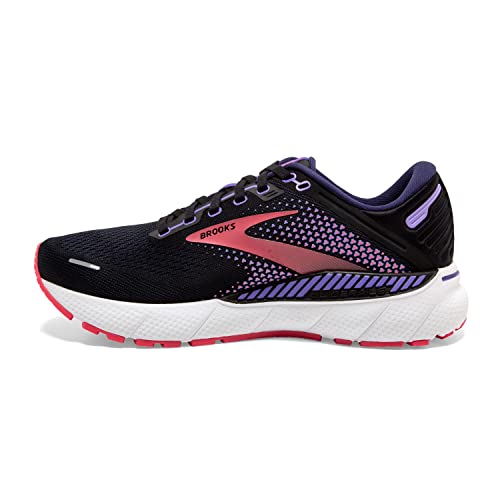 Brooks Women's Adrenaline GTS 22 Supportive Running Shoe - Black/Purple/Coral - 9 Medium