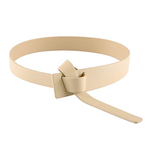 Ayliss Women Fashion Leather Belt for Jeans Jumpsuit Coat Dress Belt Faux Leather Waistband Tie Knot Waist Belt (Beige)