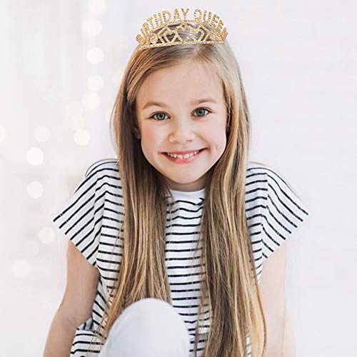 Birthday Crowns for Women, Didder Birthday Queen Rhinestone Tiara & Sash Kit,Birthday Tiaras and Crowns for Women Gold Crown for Girls Birthday Girl Crown 21 Glitter Birthday Sash for Women Gift Party