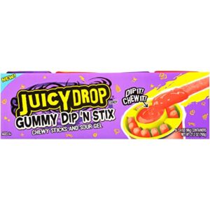 Juicy Drop Dip ‘N Stix Halloween Sweet & Sour Candy Variety Pack - 8 Count Sweet Candy & Sour Gel In Assorted Fruity Flavors - Fun Gummy Candy For Halloween Candy Bowls, Parties & Trick Or Treating